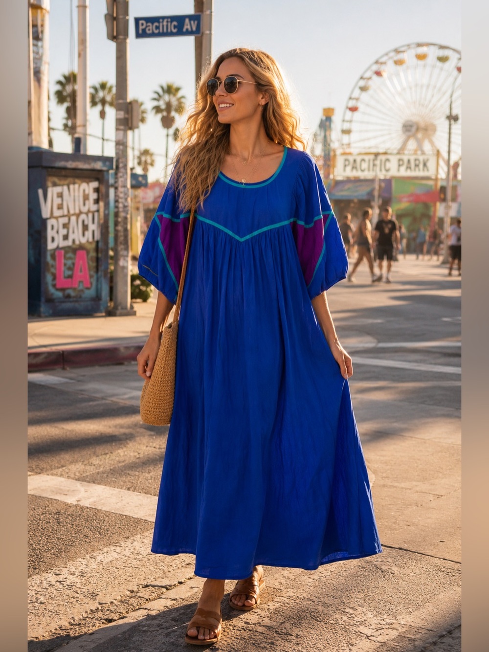 113. TWO POTATO Laguna Beach | Vintage 80s Funky Maxi Dress | OS